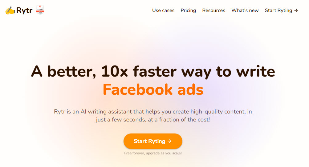 best ai artificial intelligence content generator ryter homepage