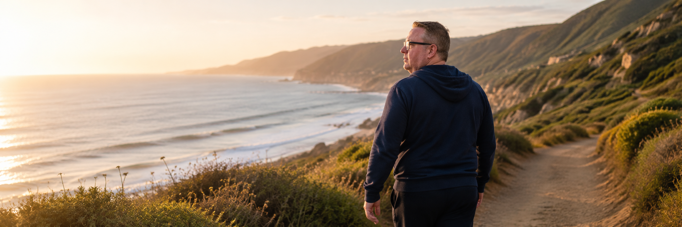 Dave walking by the coast
